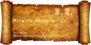 Mirgics Ninetta névjegykártya